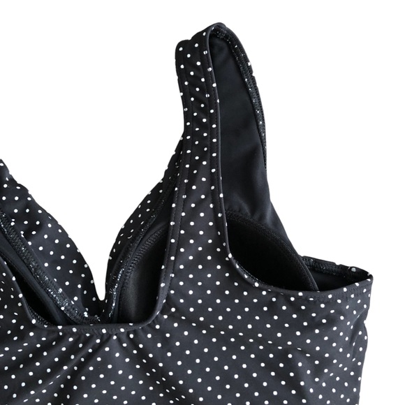 Miracle suit Black Polka Dot Marais Knot Front Swim Dress Size 16W - Picture 3 of 5